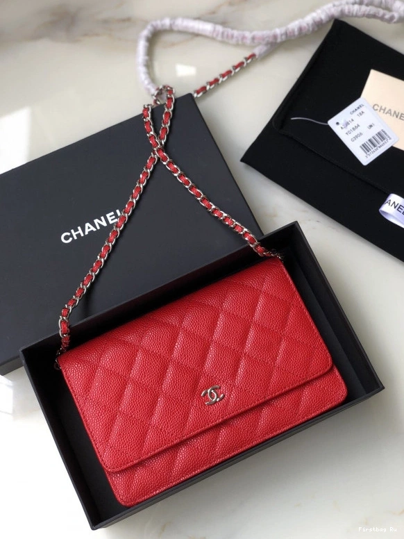 Firstbag Ru WITH WALLET HARDWARE SILVER CAVIAR CHAIN CHANEL 0728